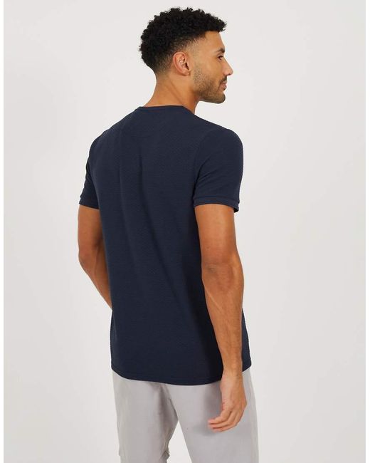 Brave Soul Blue Embroidered Crew Neck T-Shirt for men