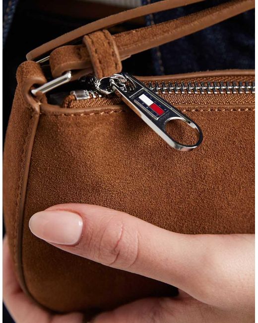 Tommy Hilfiger Blue Real Suede Shoulder Bag