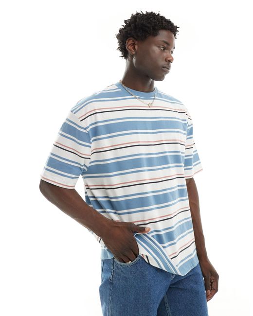 T-shirt oversize à rayures - bleu ASOS pour homme en coloris Blue