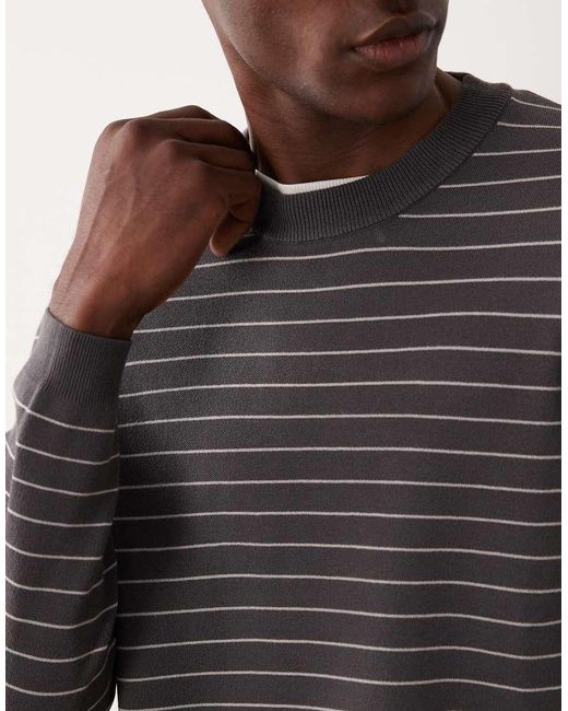 Mango Gray Performance Knitted Striped Sweater for men