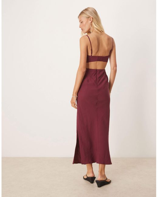 ASOS Pink Folded Bust Detail Cut Out Midi Slip Dress