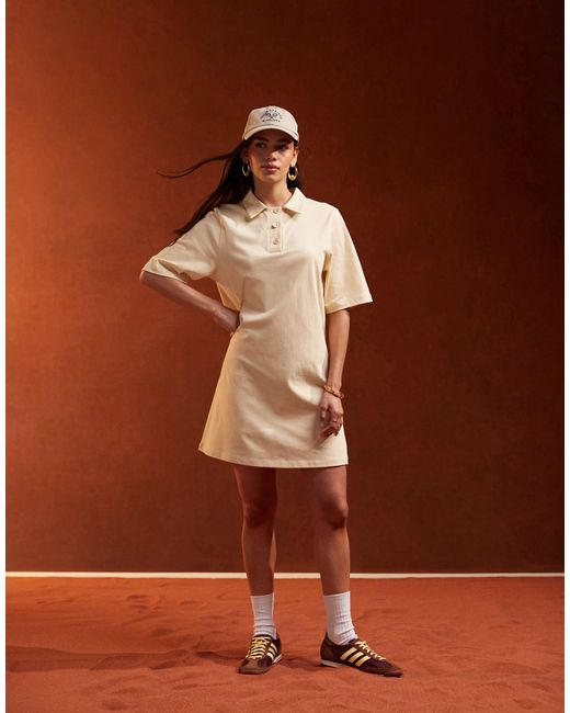ASOS Natural Collared Placket Mini Polo Dress