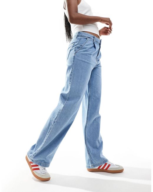 Mango Blue Relaxed Straight Leg Jeans