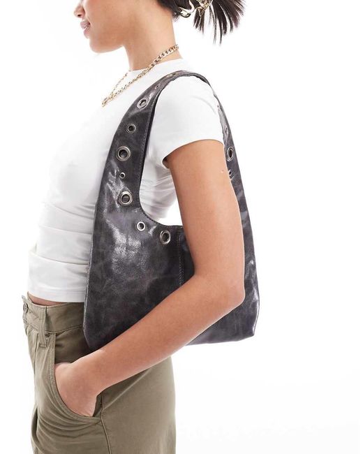 Pull&Bear White Slouchy Tote Bag With Eyelet Detail