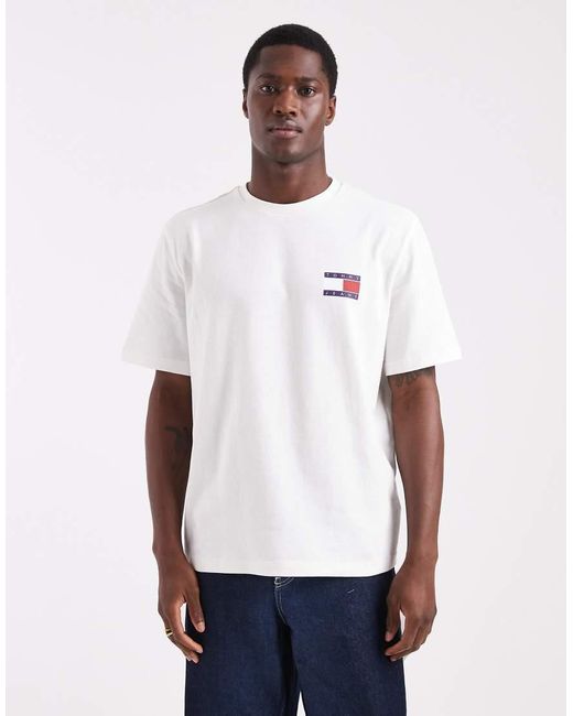 Tommy Hilfiger White Flag Logo T-shirt With Mountain Peak Back Print for men