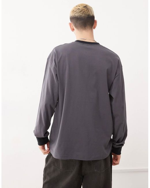 T-shirt à manches longues avec motif enflammé - anthracite Xlarge pour homme en coloris Blue