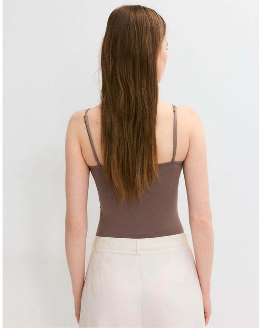 Stradivarius Brown Basics Bodysuit With Straps