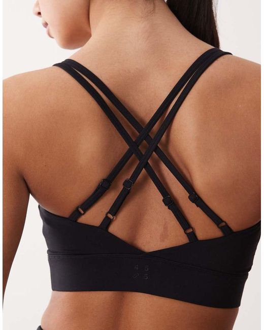 4505 Black Strappy Medium Support Sports Bra With Removable Padding
