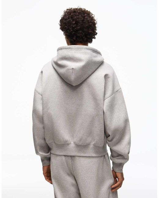 Bershka Gray Boxy Zip-up Hoodie for men