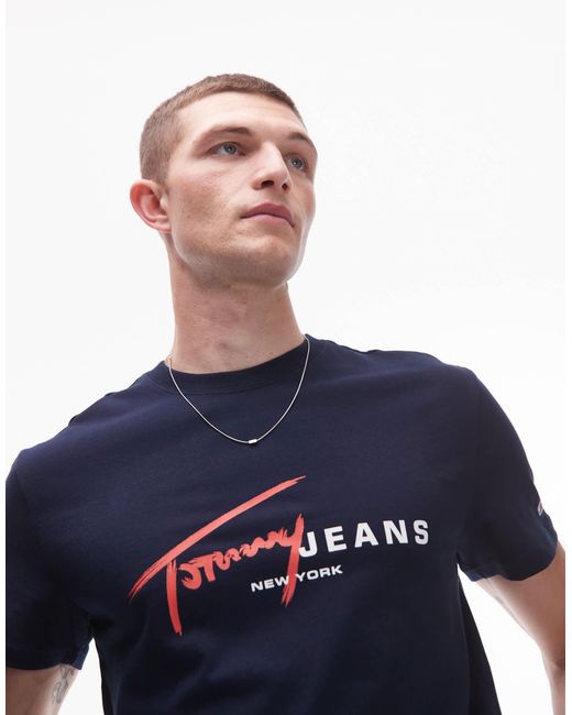 Tommy Hilfiger Blue Signature Logo T-shirt for men