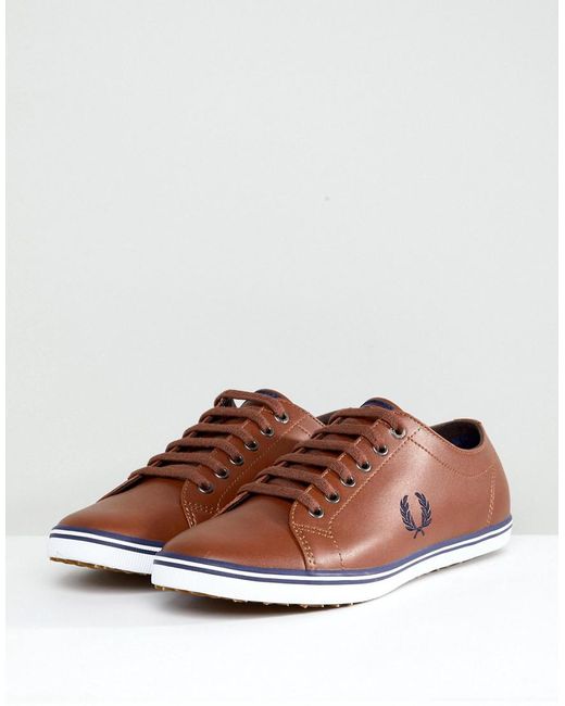 Fred Perry Kingston Leather Plimsolls Tan in Brown for Men | Lyst Australia