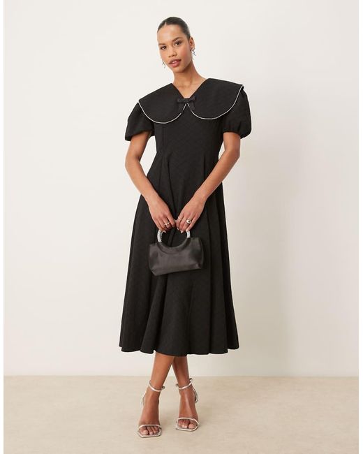 Sister Jane Black Embellished Collar Midi Dress