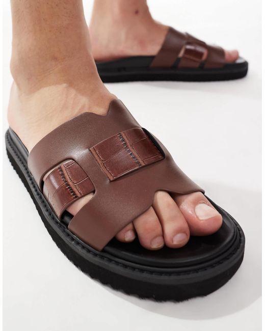 ASOS Brown Slider Sandals for men