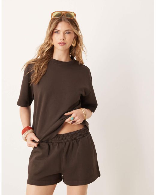 T-shirt d'ensemble coupe carrée en molleton - chocolat ASOS en coloris Brown