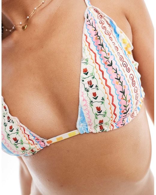ASOS Brown Sophie Ruched Triangle Bikini Top