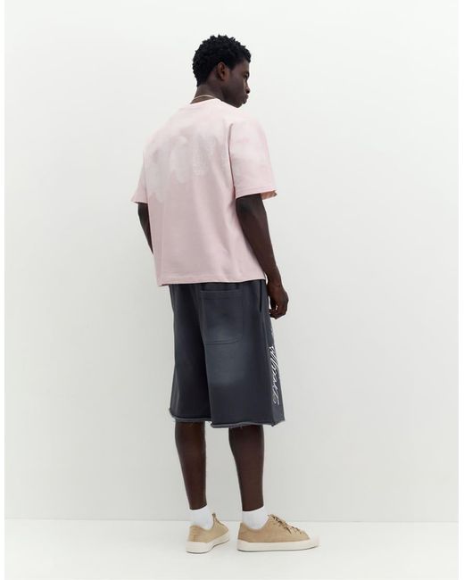 Pull&Bear Pink Stwd Graffiti Logo T-Shirt for men