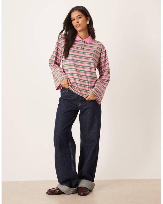 Aware Pink Long Sleeve Polo Top