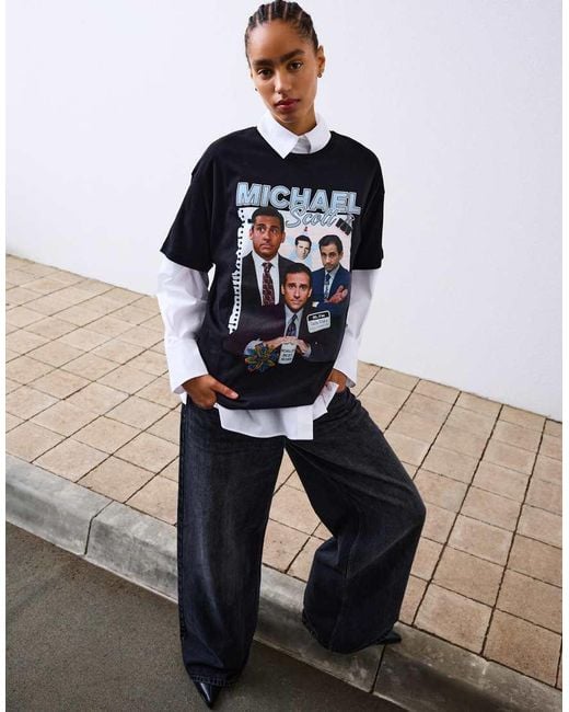 Bershka Black Short-sleeve Michael The Office T-shirt