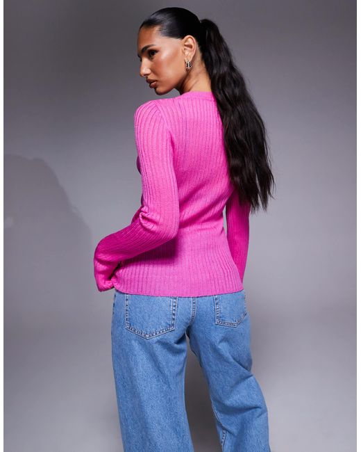 ASOS Pink Lightweight Sheer Rib Knit Cardigan