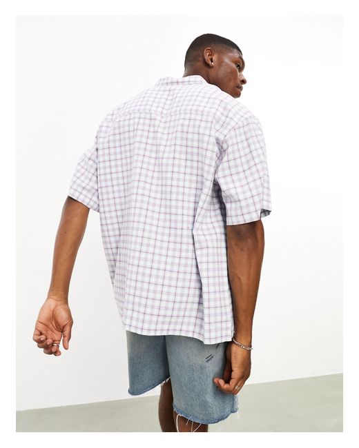 ASOS Boxy Oversized Dad Check Shirt in White for Men | Lyst Canada