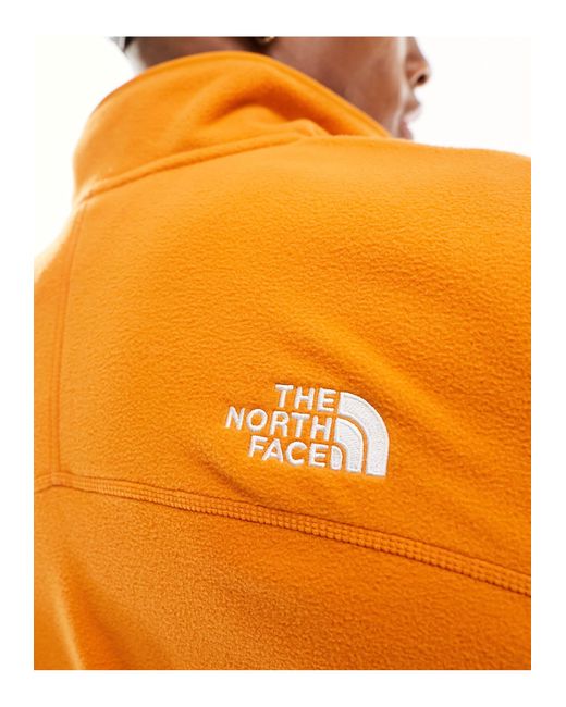 The North Face Orange Glacier 1/4 Zip Logo Fleece for men