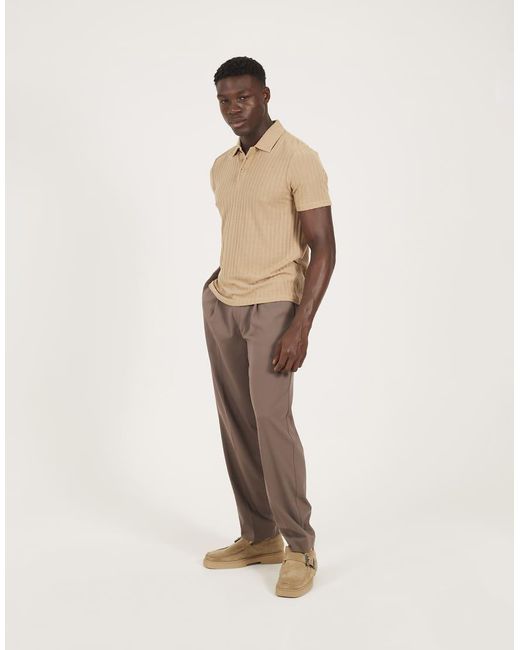 Brave Soul Natural Textured Short Sleeve Polo Shirt for men