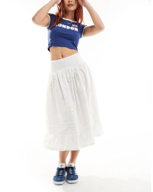 Reclaimed (vintage) White Dropped Waist Western Cowgirl Skirt