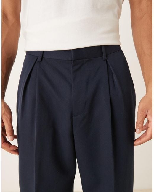 Pantalones De Vestir De Pernera Ancha Con Cinturilla Elástica Y Pinzas Invertidas De ASOS de hombre de color Black