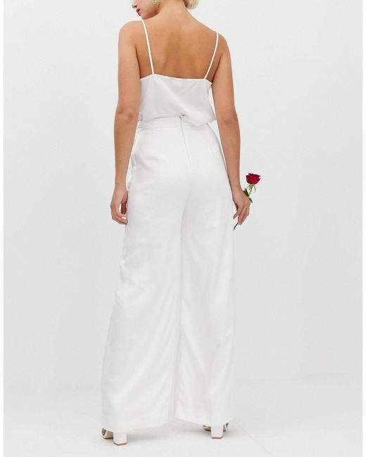 ASOS White Satin Wide Leg Trouser