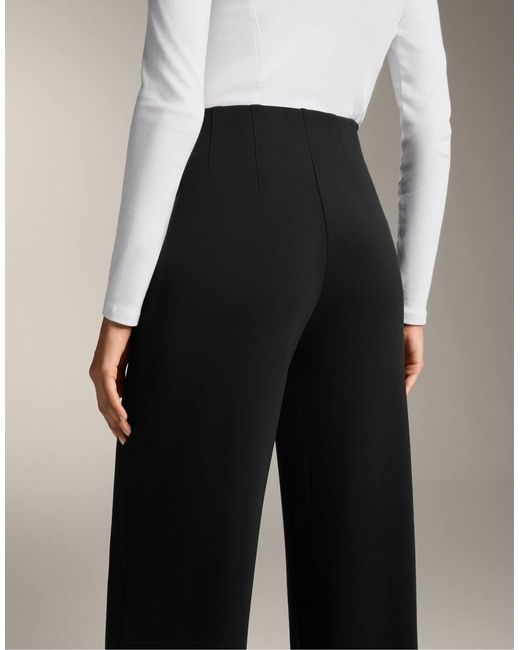 Oysho Black Straight-Leg Trousers With Modal And Crease