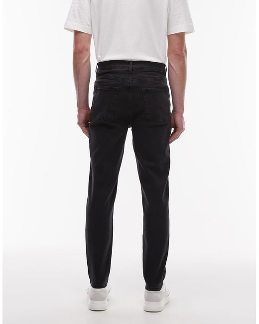 Topman Black Stretch Tapered Jeans for men