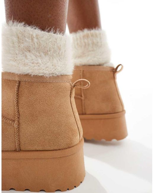 SEQWL Brown Mini Flatform Boots