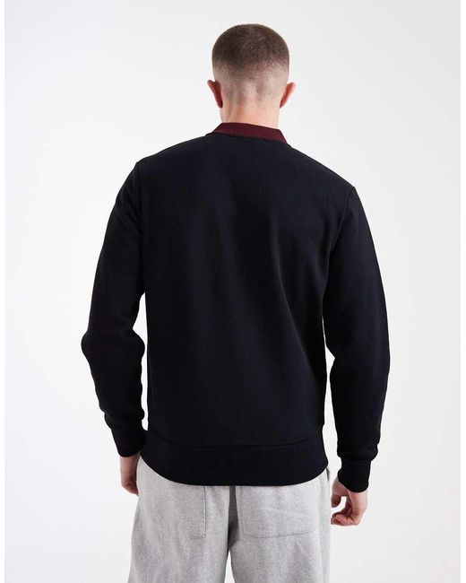 Fred Perry Blue Embroidered Panel Logo Polo Sweatshirt for men
