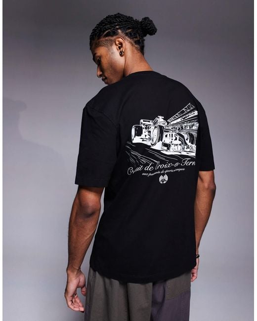 River Island Gray Circuit Back Print T-shirt for men