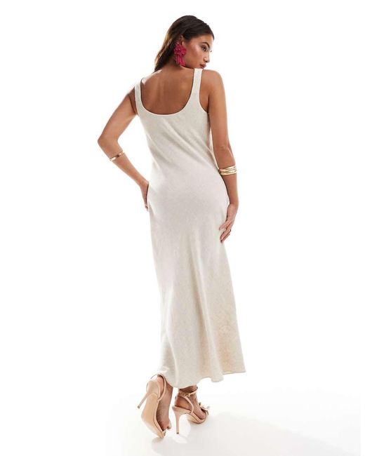 Vestito Midi Sporco Con Scollo Rotondo di New Look in White