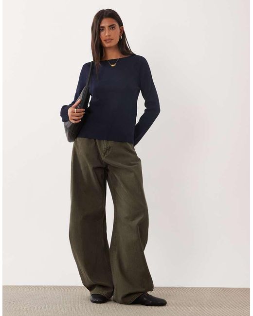 Mango Blue Boat Neck Jumper