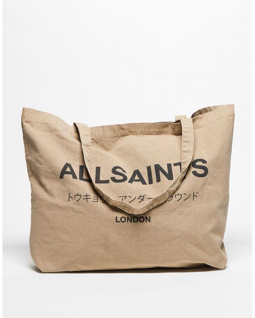 Underground - borsa shopping color toffee di AllSaints in Natural