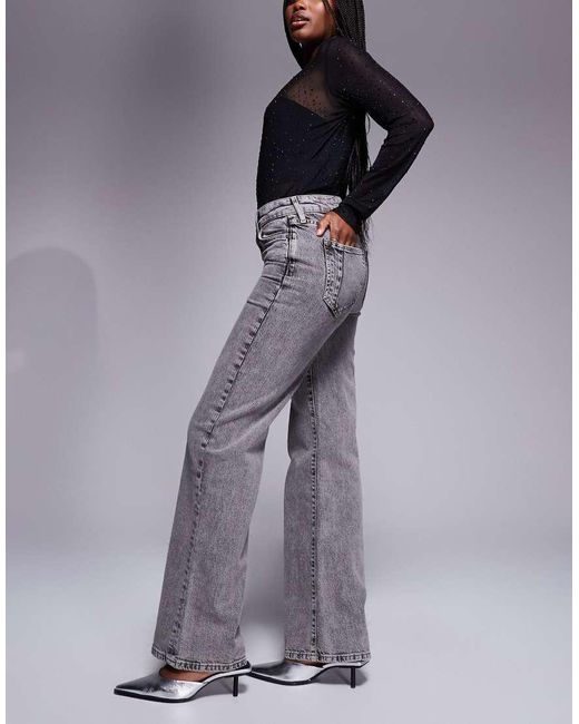 River Island Jeans Met Wijde Pijpen En Afneembare Riem in het Gray