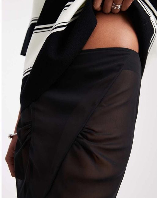 ASOS Maxirok Van Chiffon Met Sleep in het Black