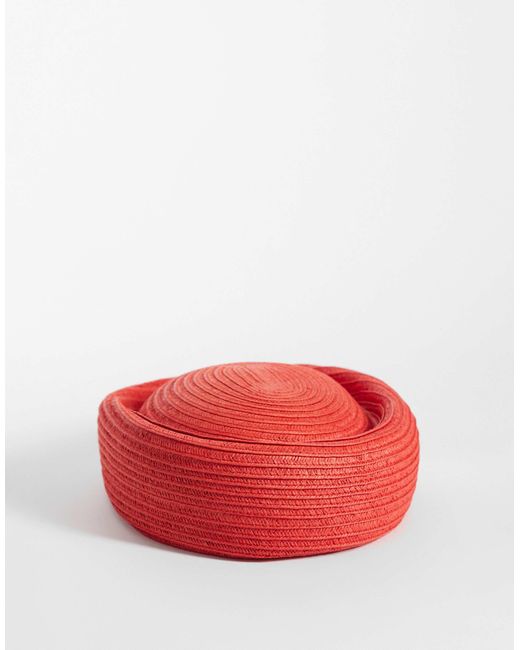 ASOS Red Straw Pillbox Hat