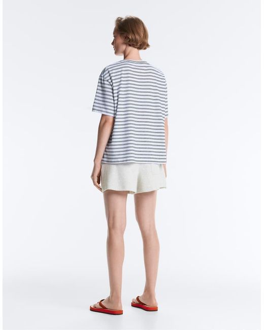 Oysho Blue Striped Short-sleeved T-shirt