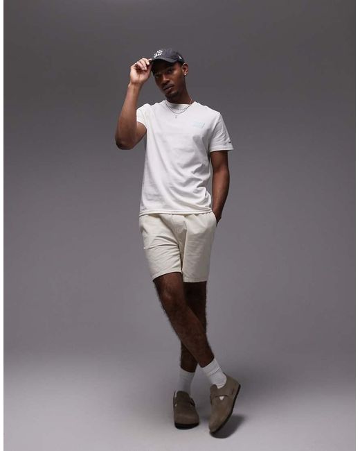 T-Shirt Bianca Con Logo Celeste di Tommy Hilfiger in Gray da Uomo
