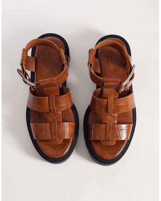 ASOS Brown Freddy Fisherman Chunky Heeled Sandal