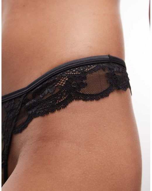 ASOS Black Lola Lace Thong With Keyhole Detail