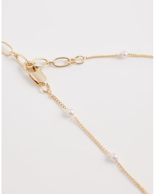 ASOS White Delicate Lariat Necklace With Station Faux-pearl Detail