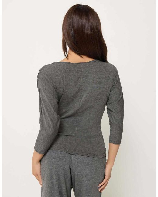 PixieGirl Gray Petite Wrap Top