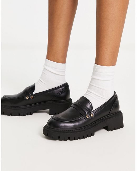 London Rebel Chunky Loafers in Black | Lyst