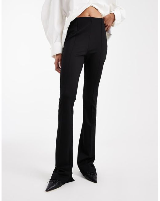 Pantalones De Sastre Negros De Corte Pitillo Con Abertura En El Bajo De Punto Roma De Asos Design Tall ASOS de color White