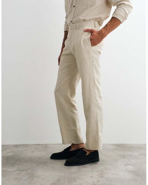 ASOS Natural Tailored Straight Leg Trouser for men