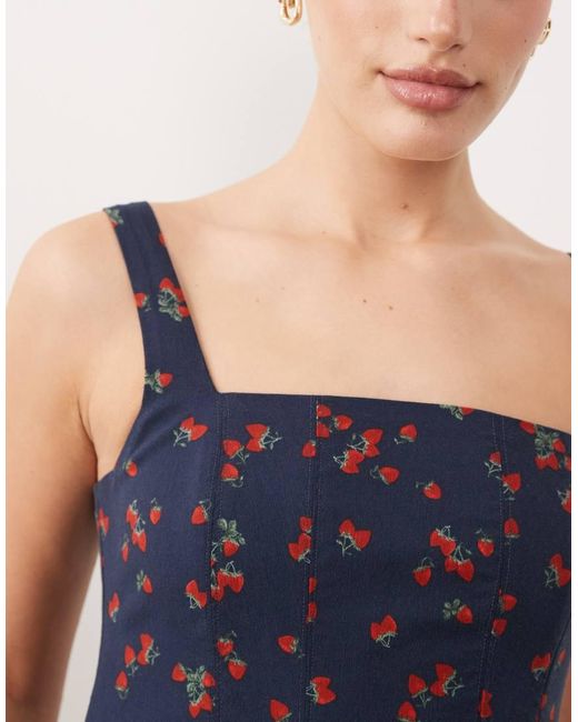 Abercrombie & Fitch Blue Sleeveless Midi Dress With Godet Hem